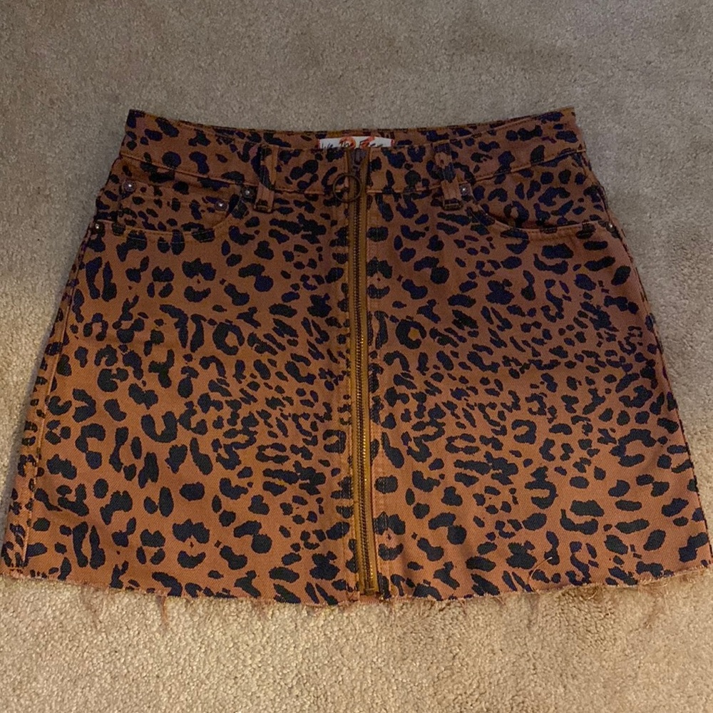 Free People Leapord Mini Skirt